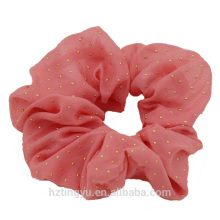 Custom Fashion Color Handmade Hair Accessory synthetic Elastic chiffon print lovely dot Hair Scrunchies